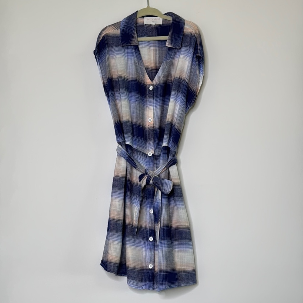Bella Dahl Sleeveless Blue and White Tunic Dress - Picture 3 of 6